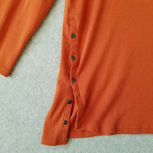 J Jill Perfect Pima M Side Button Tee Tunic Stretch Top Pullover Comfy Casual - Picture 5 of 13